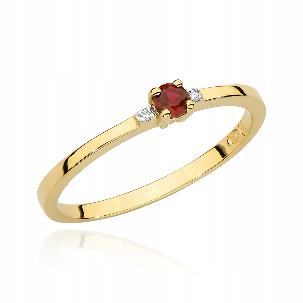 Zlatý prsteň 585 Zásnub Ruby z diamantov