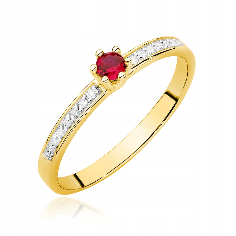 Golden Rubin Ring Diamond Gravírovanie zadarmo 585