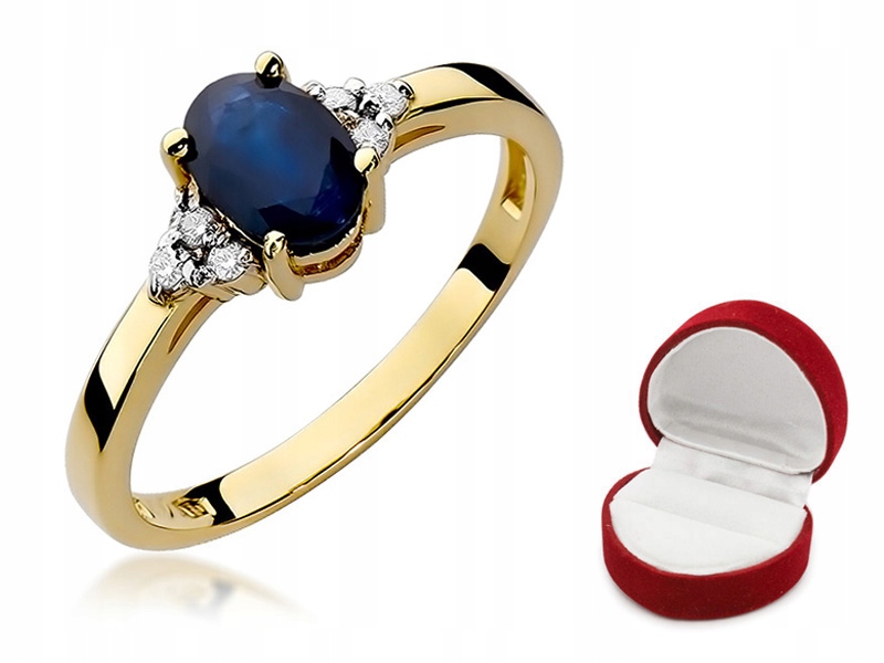Zlatý prsteň SAPPHIRE 0,90 ct BRILLIANT 0,05 ct