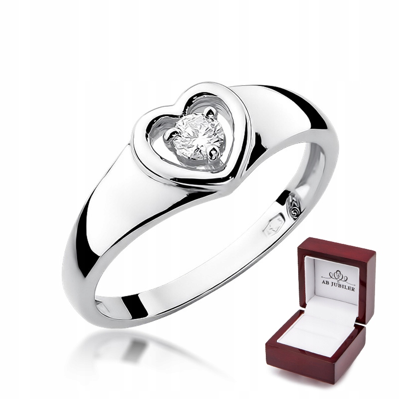 Zlatý prsteň Srdcový diamant 0,10 ct W-1