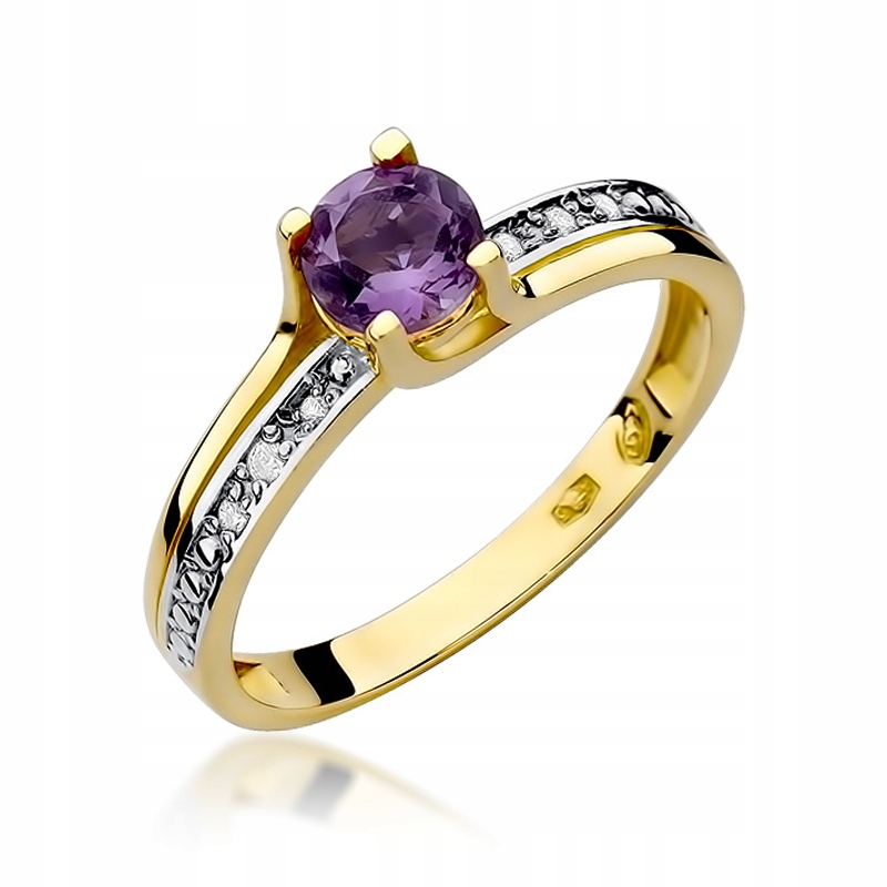 Zlatý prsteň W-106 Ametyst Brilliants 585