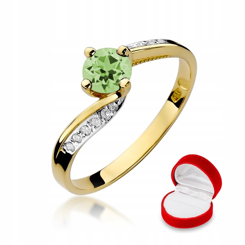 Zlatý prsteň W-84 Olivine Brilliants 585