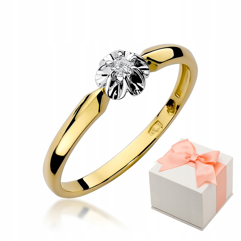 Zlatý diamantový zásnubný prsteň 0,04 ct W-187