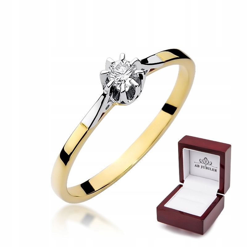 Zlatý diamantový zásnubný prsteň 0,08ct W-209