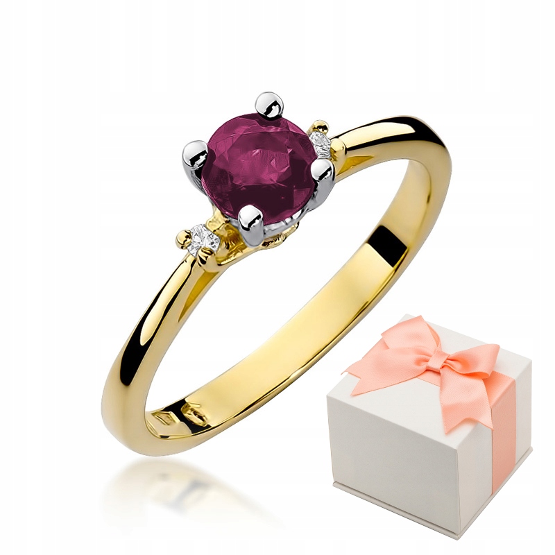 Rubin 0,60Ct Diamond Golden zásnubný prsteň