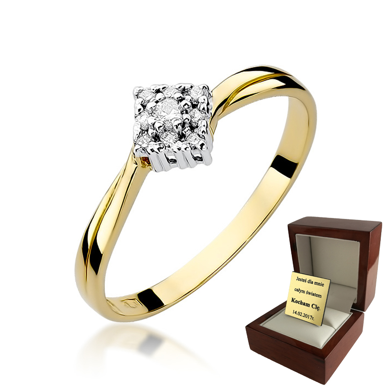 Zlatý zásnubný prsteň s diamantmi 0,09ct