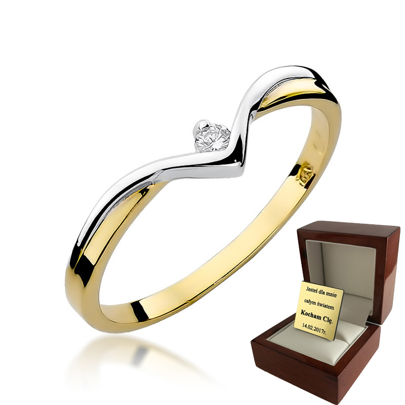 Zlatý zásnubný prsteň s diamantom 0,04 ct