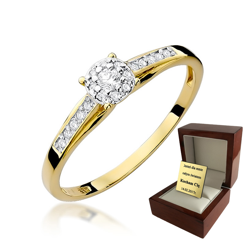 Zlatý zásnubný prsteň s diamantom 0,13 ct