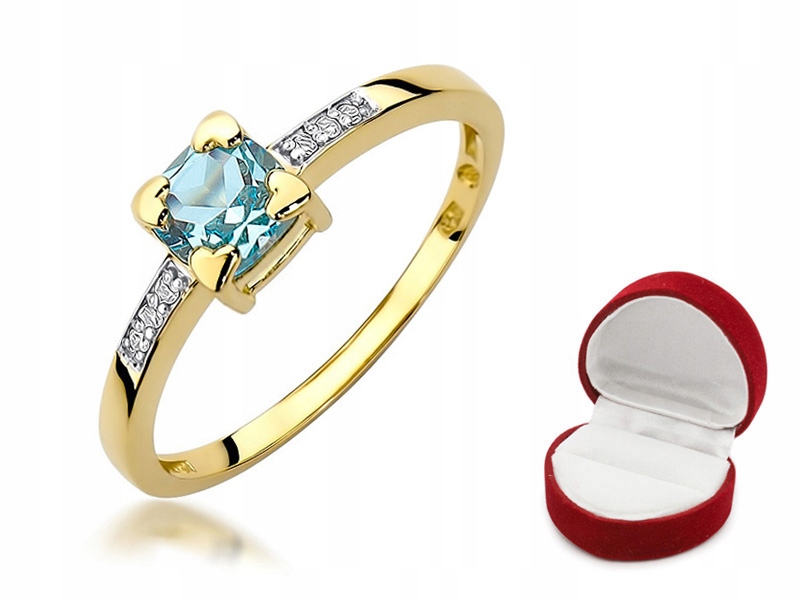 Zlatý prsteň s veľkými TOPAZ a BRILLIANTS 585