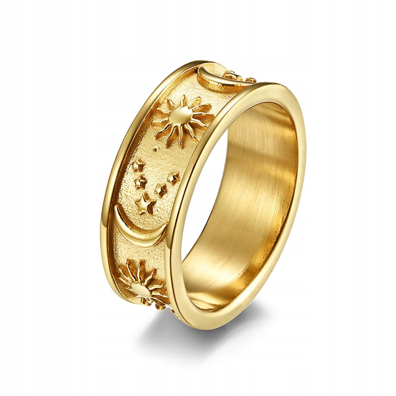 Golden US 7-Nanisex Ring Star Moon Moon Sun Decration M