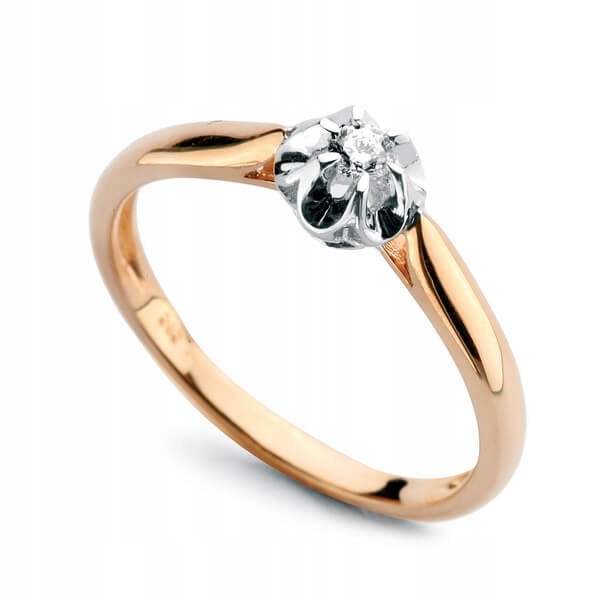 Zlatý zásnubný prsteň s diamantom 0,05 ct.