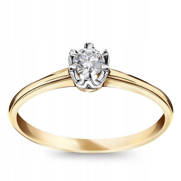 Zlatý zásnubný prsteň s diamantom 0,14 ct.