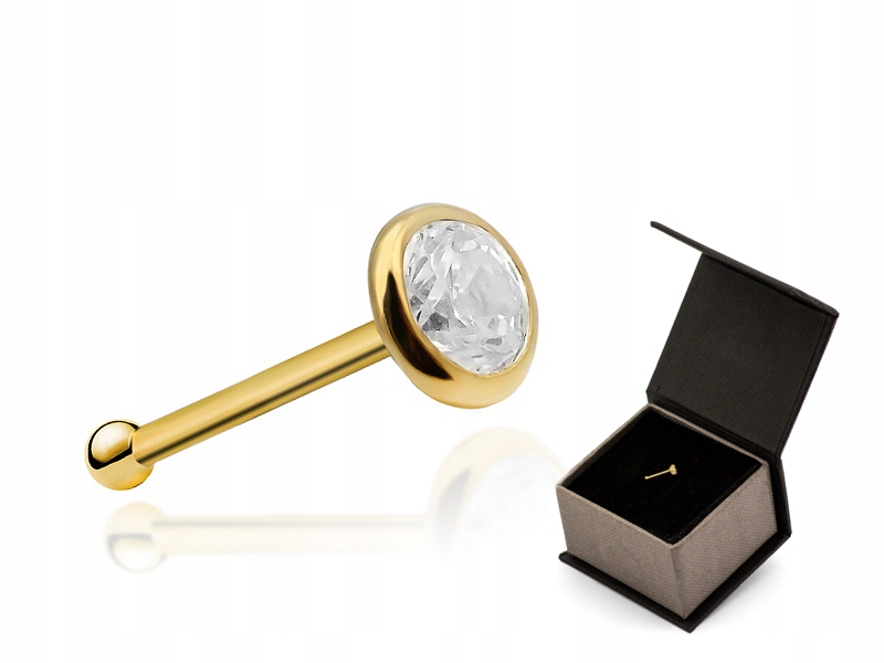 Zlatý nosový prsteň s guľkou ZIRCONIA 4mm BALL pr 585