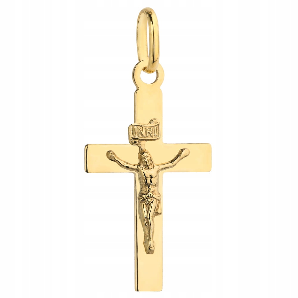 Zlatý hladký kríž s obrazom Ježiša PR. 585