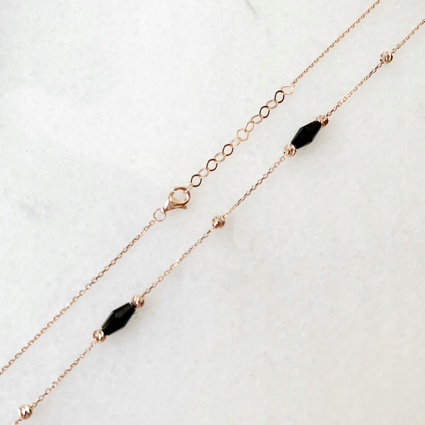Gold Chain Ankier Onyx vretená gule 585