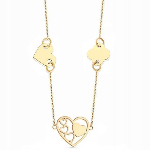 Zlatý náhrdelník 333 Celebrity Heart Clover