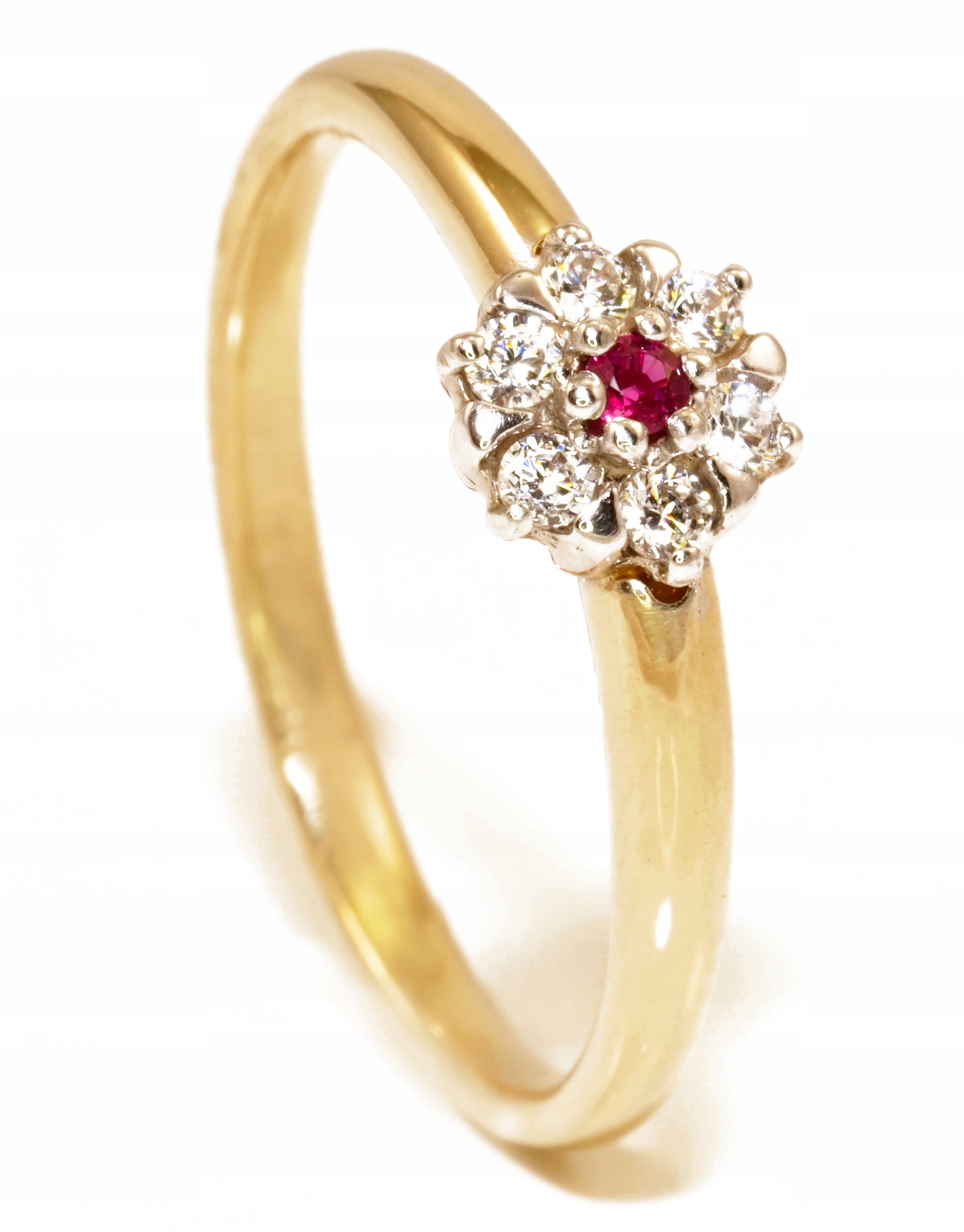 Zlatý prsteň 585 NATURAL RUBY, kubický zirkón