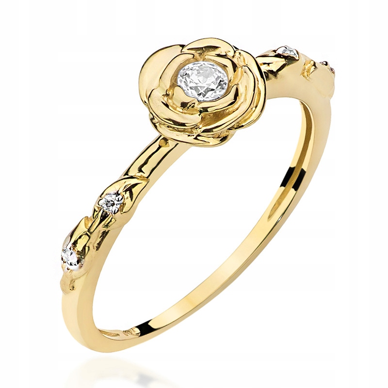 Zlatý prsteň 585 Rose s diamantmi 0,10 ct