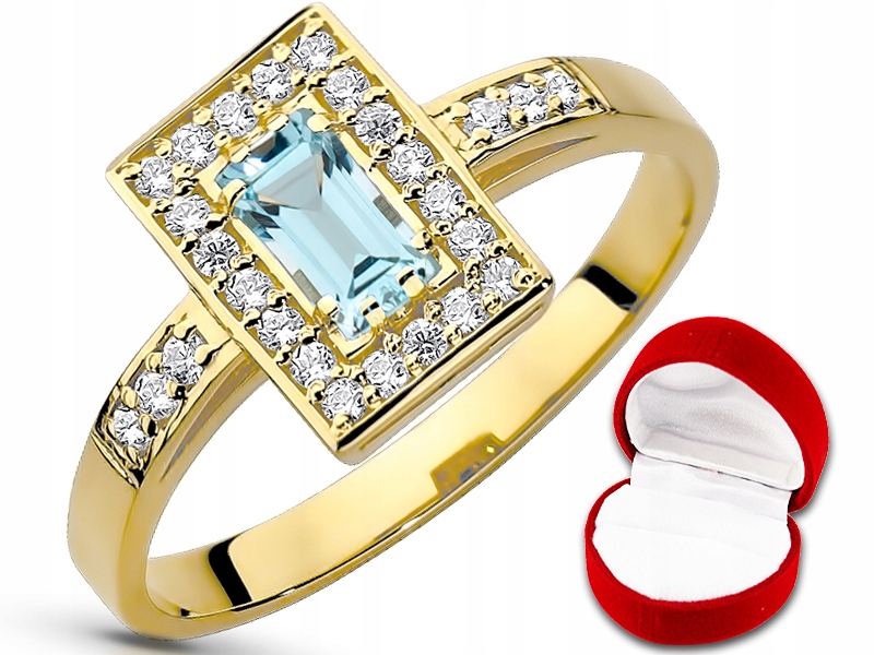 Zlatý prsteň AQUAMARINE Swarovski. 333 r23