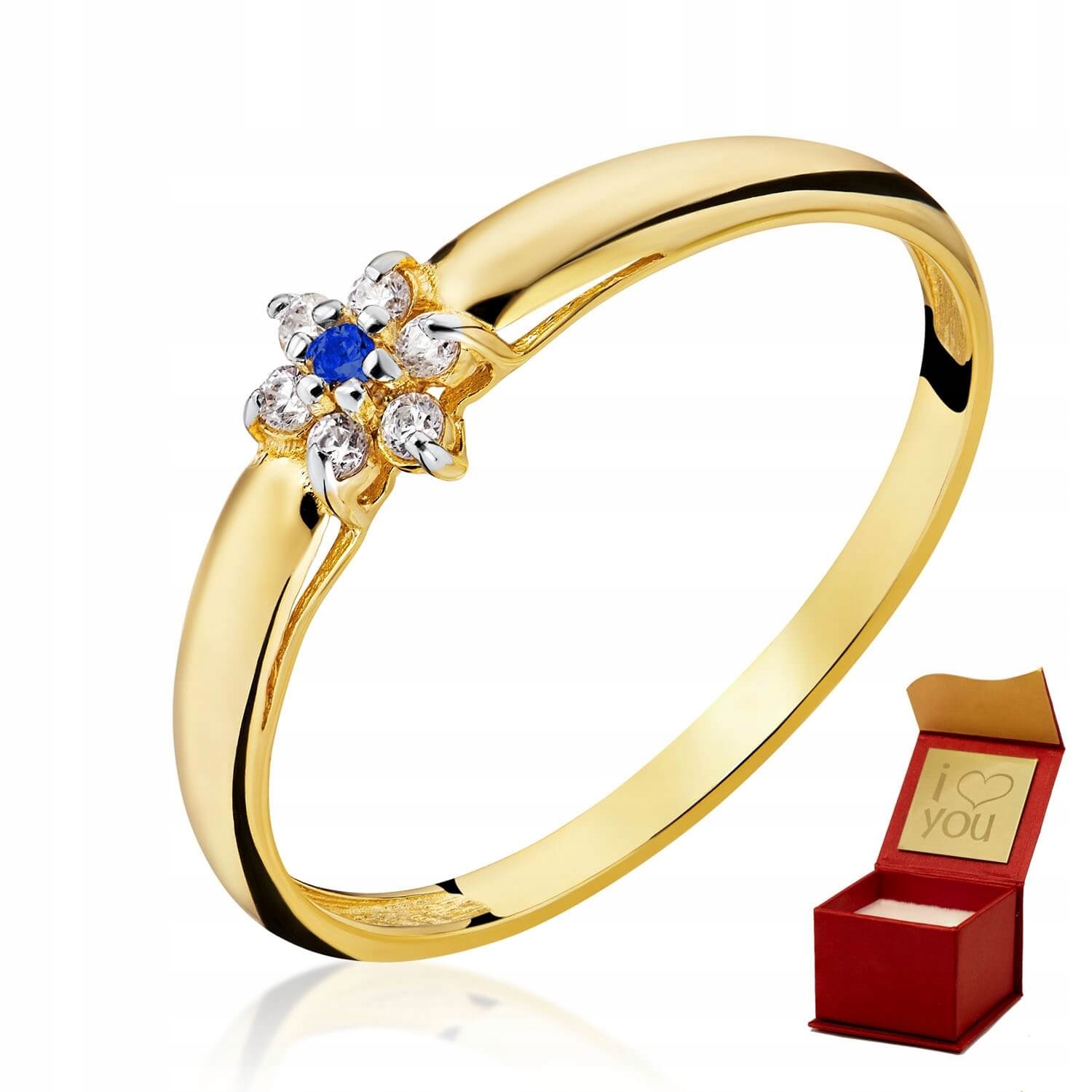 Zlatý prsteň Flower Blue 585