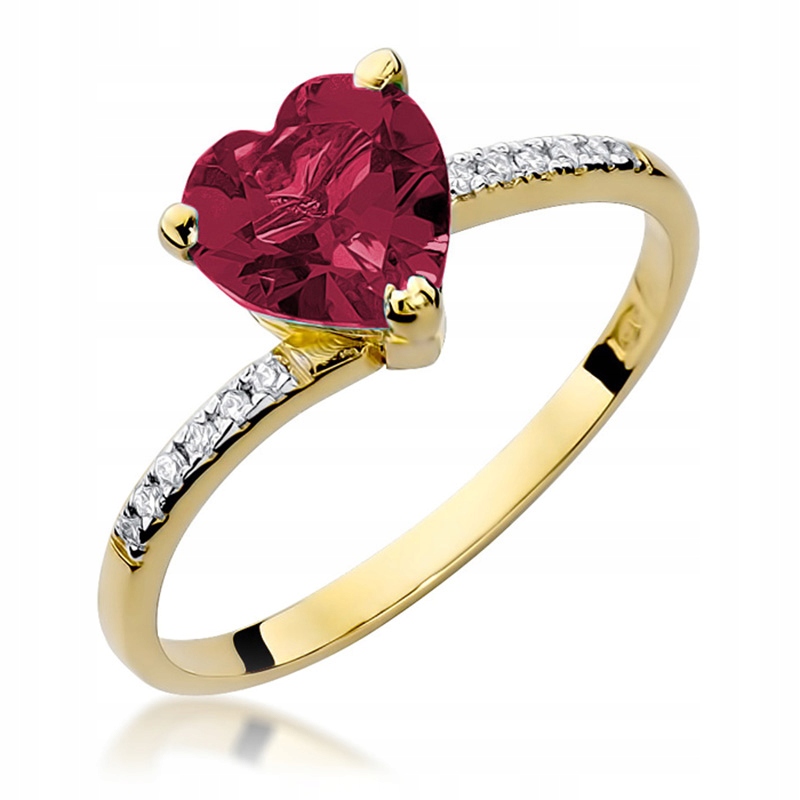 Zlatý prsteň s rubínovým srdcom 1,70Ct+ diamanty
