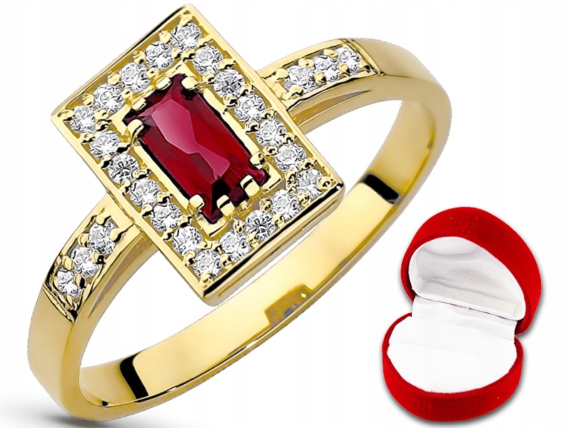 Zlatý prsteň s RUBIN Swarovski pr. 585