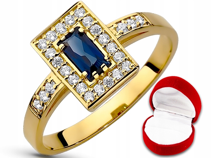 Zlatý prsteň so Swarovski SAPPHIRE (585 r23)