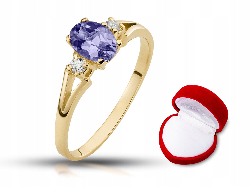 Zlatý prsteň s diamantmi a 1,02 ct tanzanitom