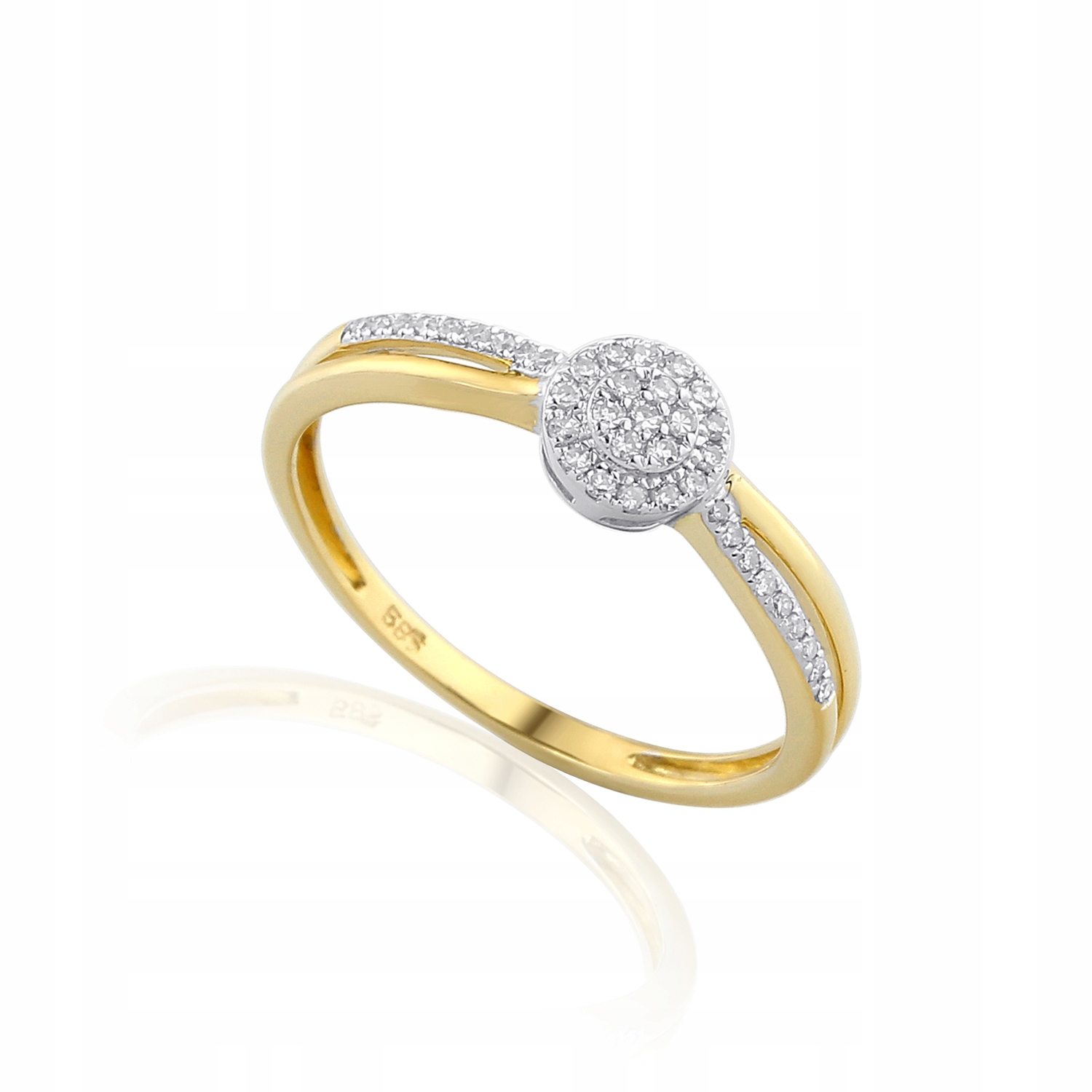 Zlatý zásnubný prsteň s diamantmi 585 r14