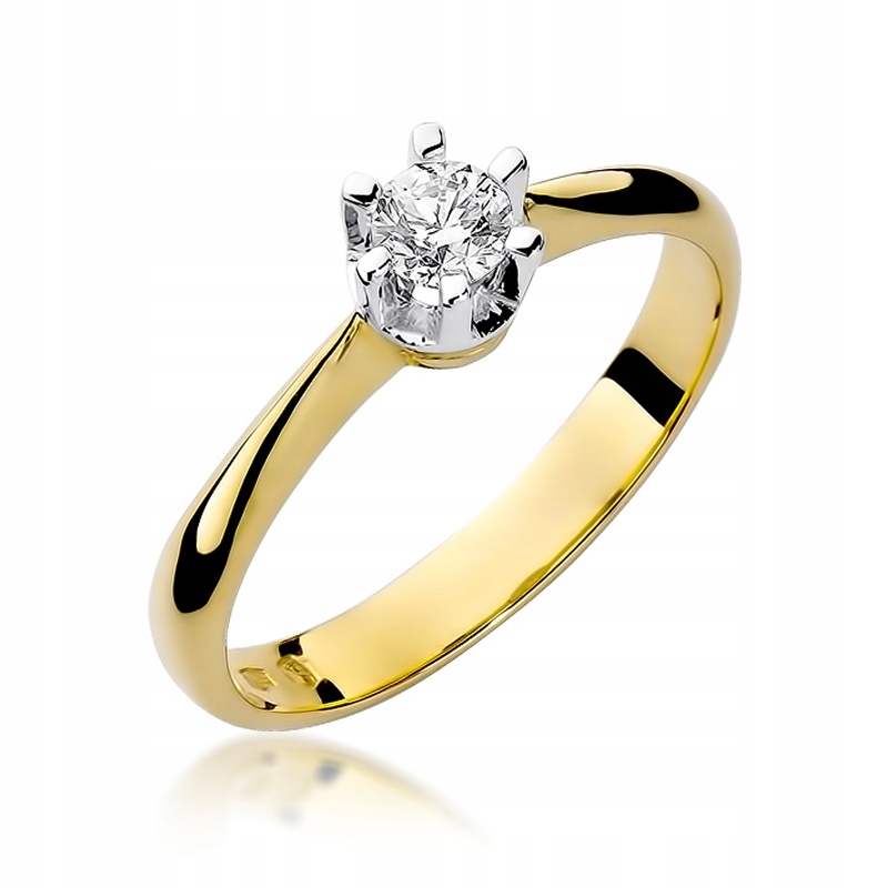 Zlatý prsteň s diamantom 0,23 CT 0,585 Gravírovanie