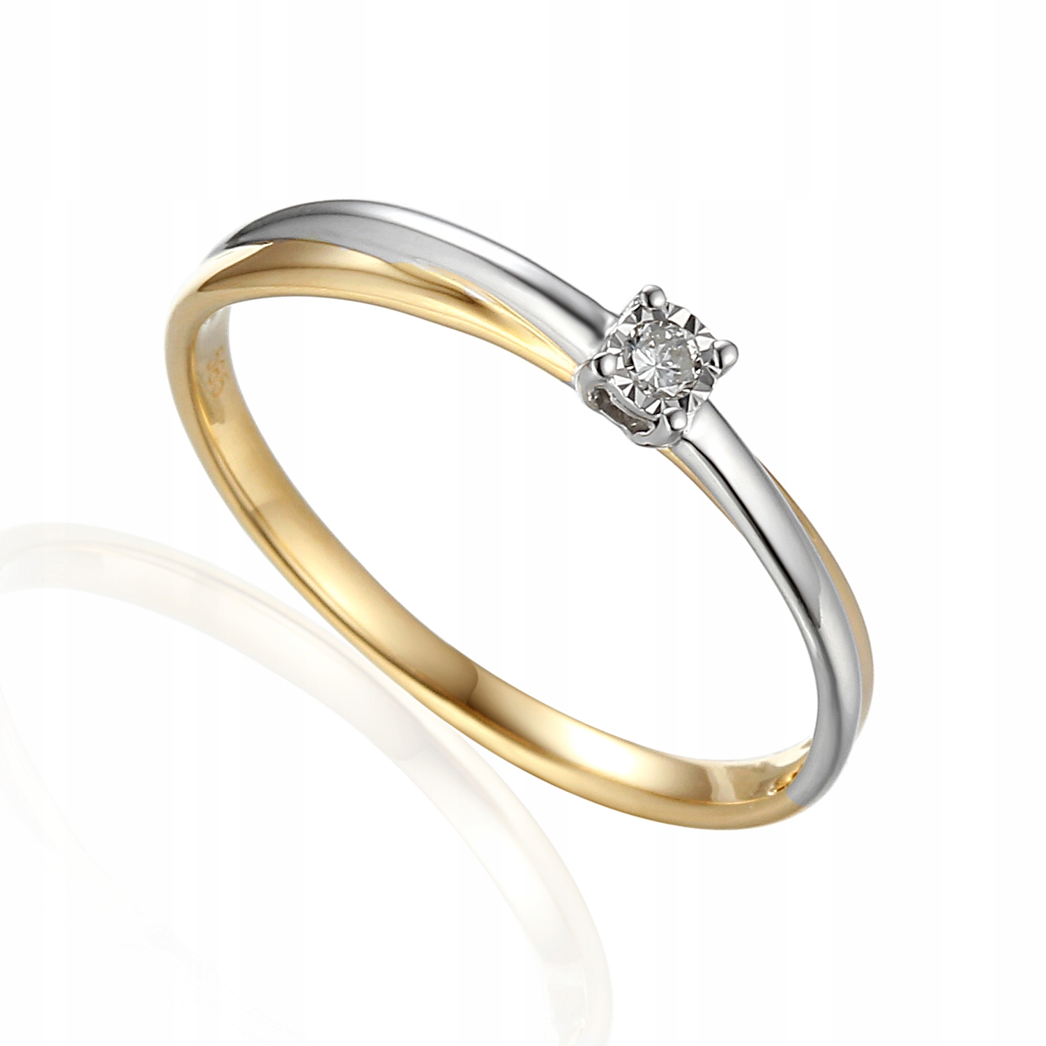 Zlatý prsteň s diamantmi H / SI 585 zlatých 15