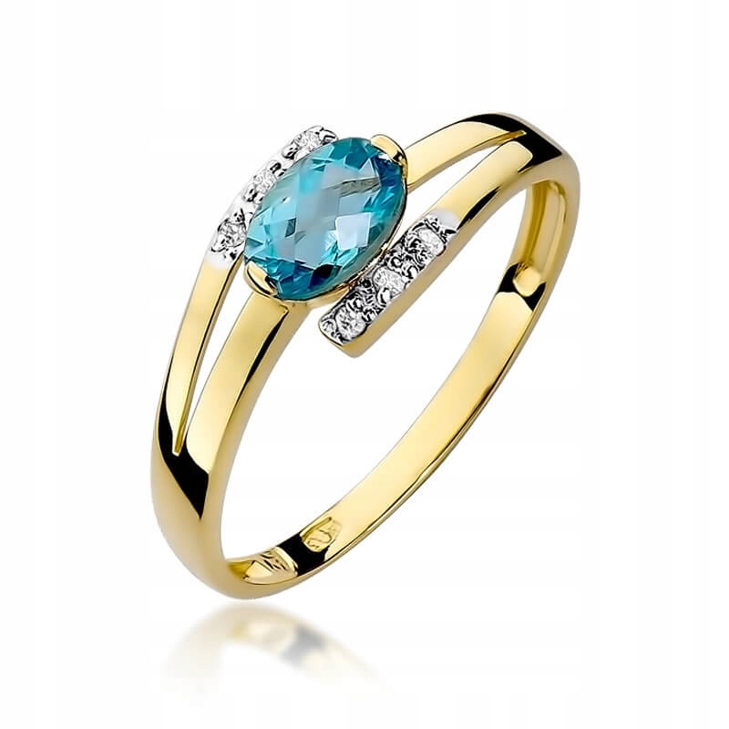 Zlatý prsteň s diamantom topaz EY-119