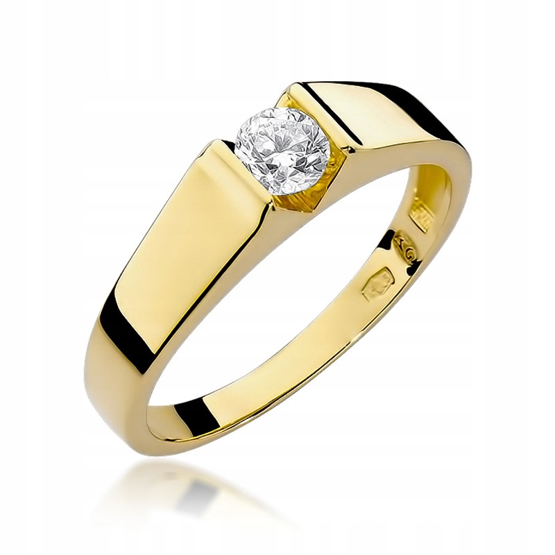 Zlatý prsteň s veľkým diamantom 0,30 ct Gravírovanie