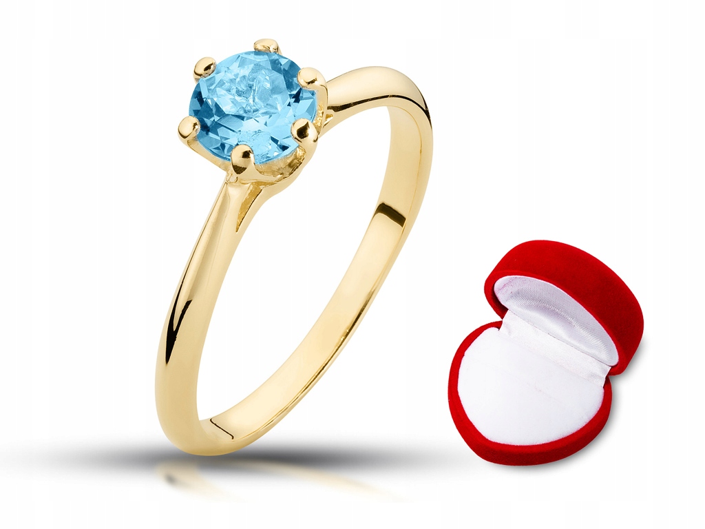 Zlatý zásnubný prsteň TOPAZ modrý 1,0ct