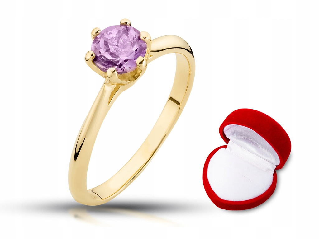 Zlatý zásnubný prsteň s ametystémom 0.9ct