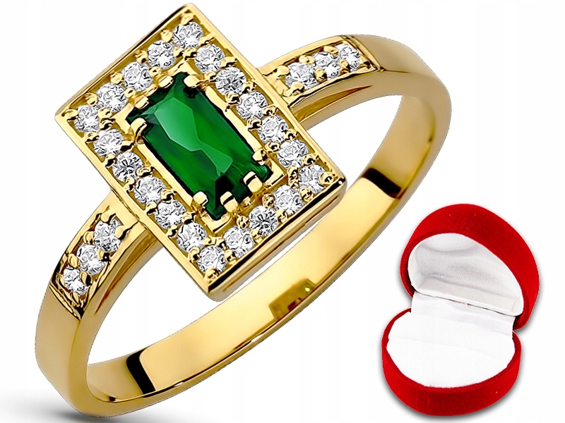 Zlatý prsteň so Swarovski EMERALD (585)