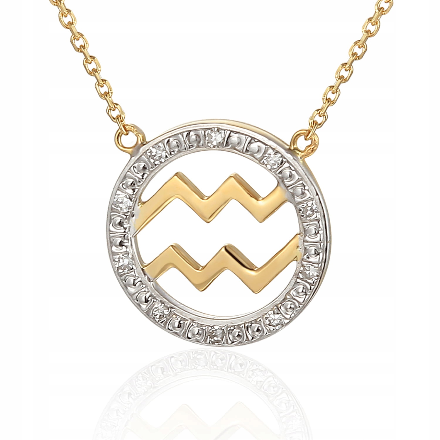 Znak zverokruhu Wodnik Gold náhrdelník s diamantmi