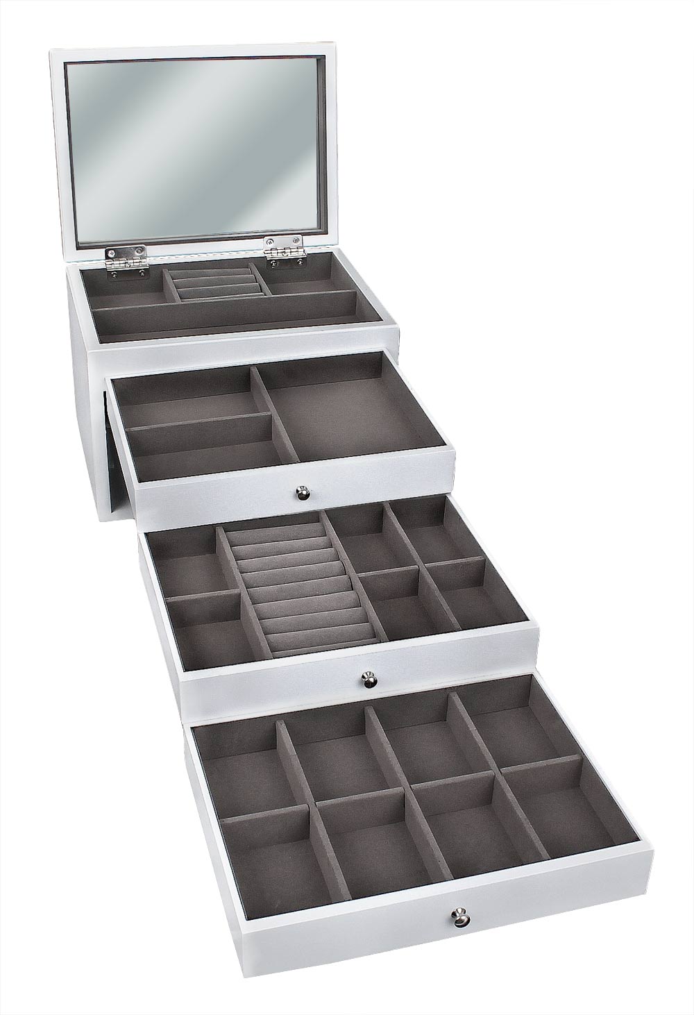 biele CASE, komoda na šperky, drevená 28cm