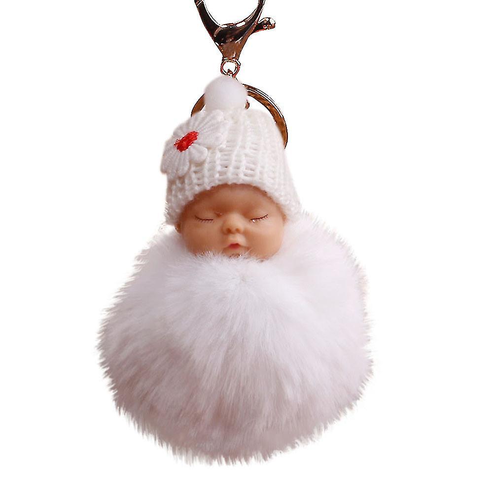 Biele zriedkavé kožušinové pompomy spiace pompoms