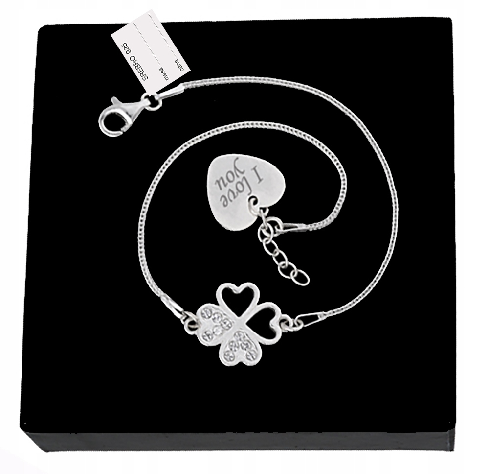 Celebrity Bracelet Clover Gravírovanie srdca