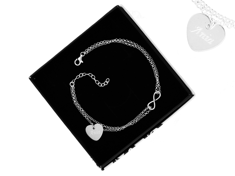 Celebrity Bracelet Infinity Heart Gravírovanie