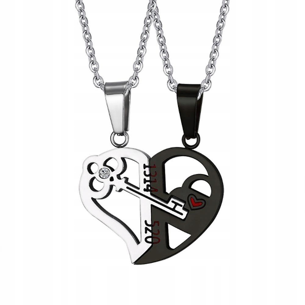 Czarny Lovers Love Heart Lock Key parný náhrdelník