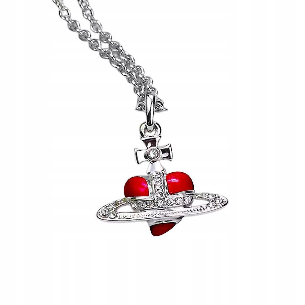 Red-Worky Rinestone Love Heart Saturn Pla