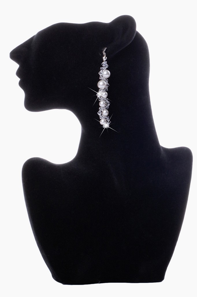 Náušnice SWAROVSKI elements biela ecru námornícka modrá SILVER