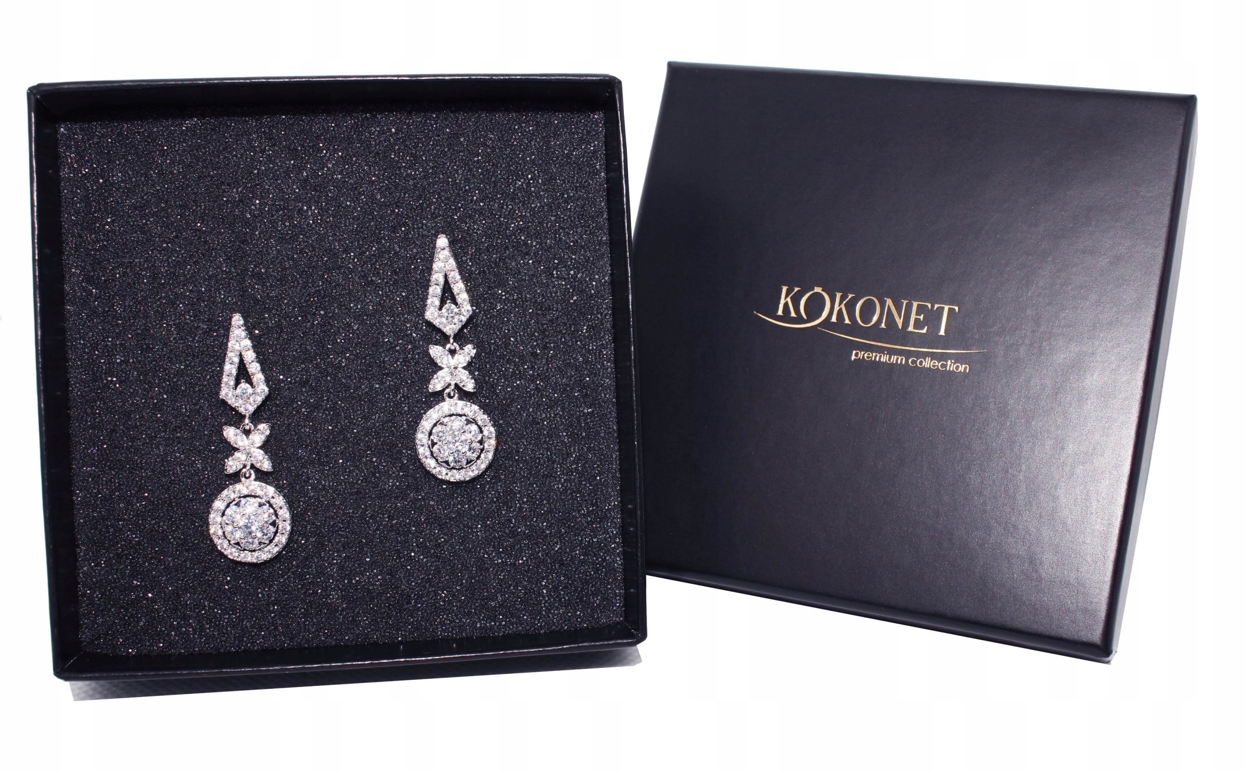 Strieborné DIAMANTOVÉ svadobné náušnice ELEGANTNÉ aaa