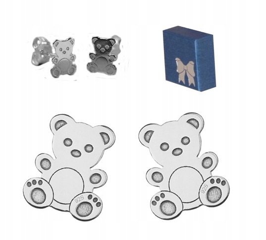 strieborné náušnice BEARS sticks FOR CHILDREN box