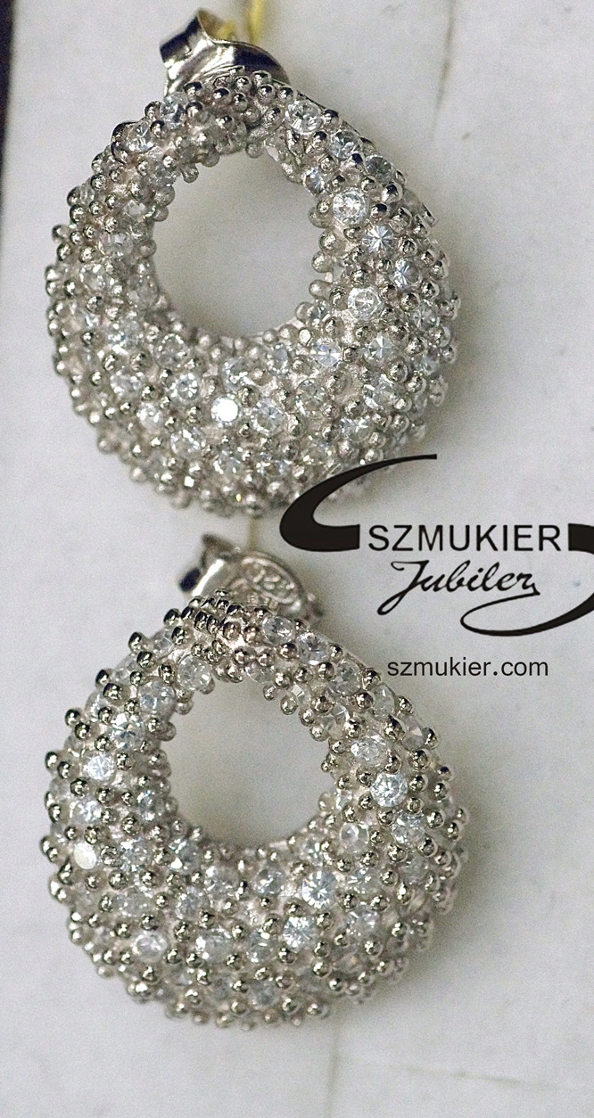 Strieborné náušnice so zirkónmi Rodiumly Rhodium