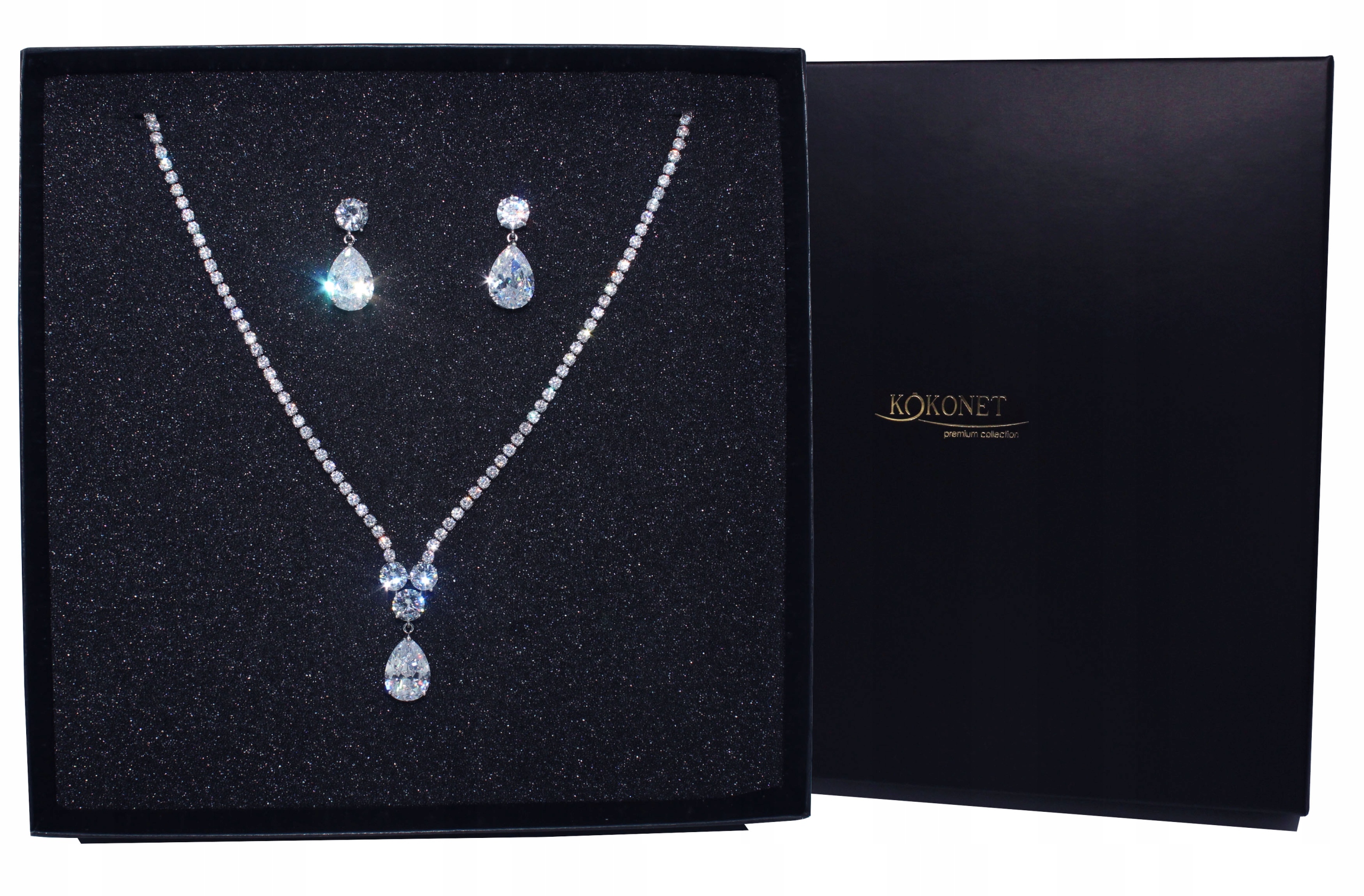 sada náušníc KEY SILVER DIAMOND WEDDING
