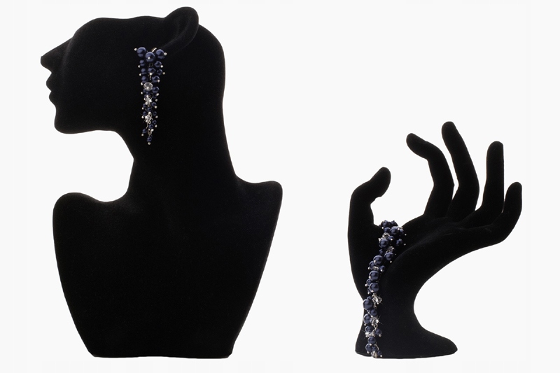 Súprava SWAROVSKI el. PERLY biele hrozno ecru STRIEBRO