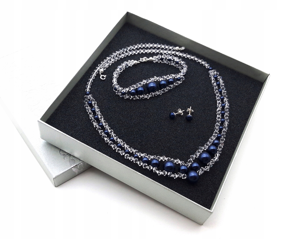 Súprava SWAROVSKI el. svadobný SILVER tmavomodrý